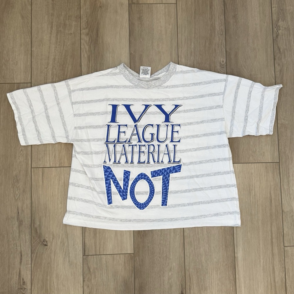 Vintage Ross International Ivy League Parody Striped T-Shirt Adult One Size 90s